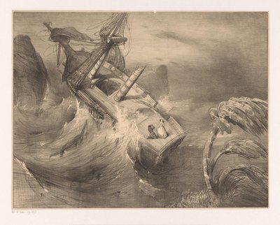 Schip in nood bij hevige storm door Charles Rochussen