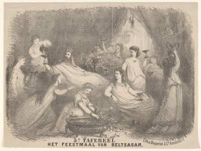 Scène uit toneelstuk Het feestmaal van Belsazar door Charles Rochussen