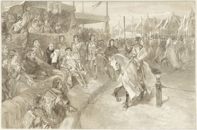 Toernooispel te Haarlem, illustratie van episode uit De Roos van Dekama door Charles Rochussen