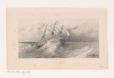Zeilschip in storm op zee door Charles Rochussen