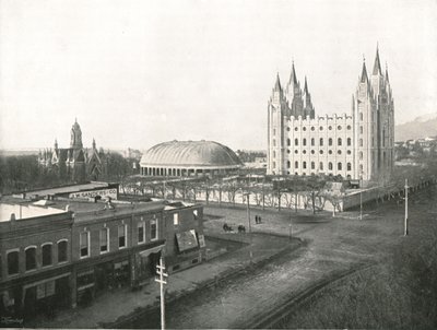 De Vergaderzaal, Tabernakel en Mormoonse Tempel, Salt Lake City, VS, 1895 door Charles Roscoe Savage