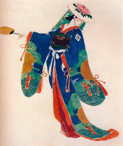 Kostuumontwerp voor een dame van het koor, in The Mikado, ca. 1926 door Charles S Ricketts