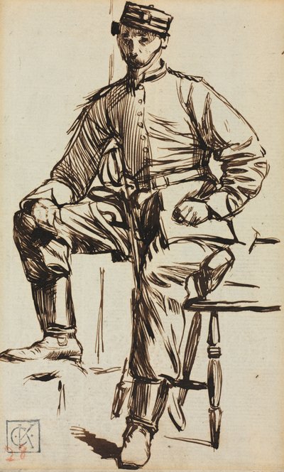 Charles Keene als vrijwilliger door Charles Samuel Keene