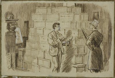 In het atelier door Charles Samuel Keene