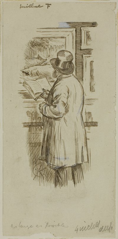 Man op tentoonstelling door Charles Samuel Keene