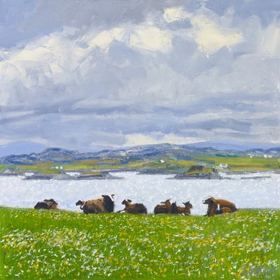Dozend schaap, Iona, 2015 (olieverf op doek) door Charles Simpson