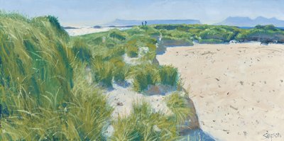 Figuren in de duinen, 2015 (olieverf op doek) door Charles Simpson