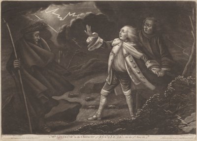 Mr. Garrick in de rol van Koning Lear - "Koning Lear", Act III, Scene V door Charles Spooner