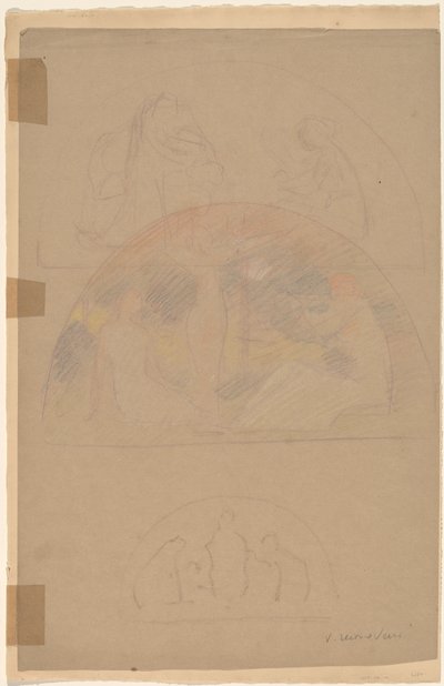 Studies voor een Lunet [recto] door Charles Sprague Pearce