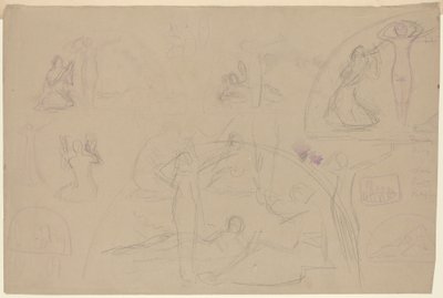Studies voor een lunet (verso) door Charles Sprague Pearce