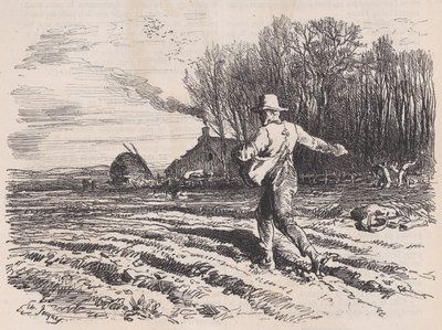 Zaad verspreiden, uit Le Magasin Pittoresque, mei 1857 door Charles Tamisier