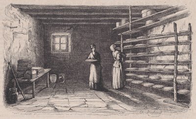 Een Kaasmakerij, uit Magasin Pittoresque door Charles Tamisier
