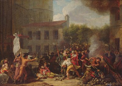De Bestorming van de Bastille en de Arrestatie van Joseph Delaunay (1752-94) op 14 juli 1789 door Charles Thevenin