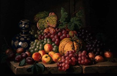 Stilleven met Fruit en een Blauwe Vaas door Charles Thomas Bale