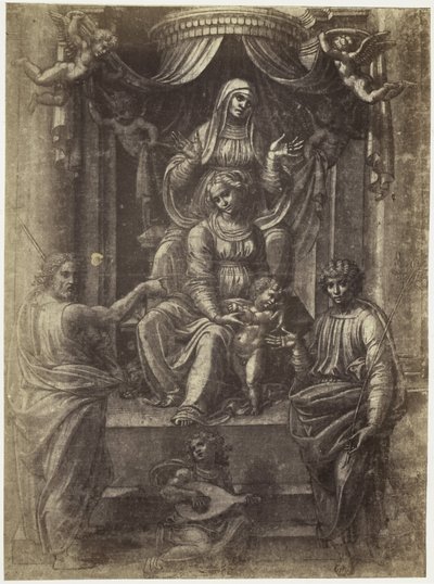 Fotoreproductie van een tekening van Rafaël, Anna, Maria en Christus door Charles Thurston Thompson