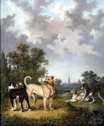 Honden in een Landschap, ca.1820 door Charles Towne