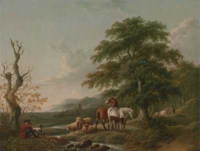 Landschap met een herder door Charles Towne