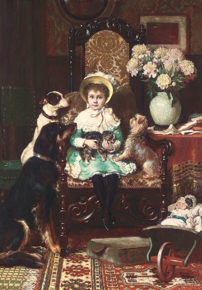 Doddy en haar huisdieren, 1883 door Charles Trevor Garland