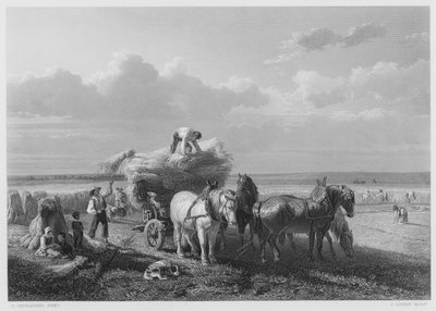 Het oogstveld, van het schilderij in de Koninklijke Collectie door Charles Tschaggeny