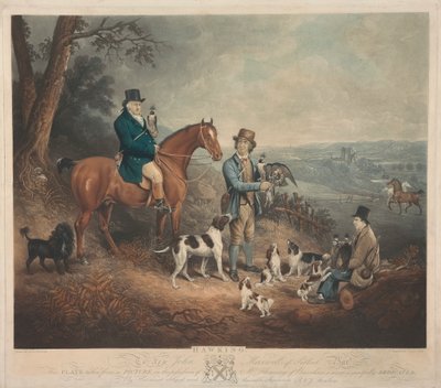 Malcolm Fleming van Barochan 1745-1811. Valkenjacht door Charles Turner