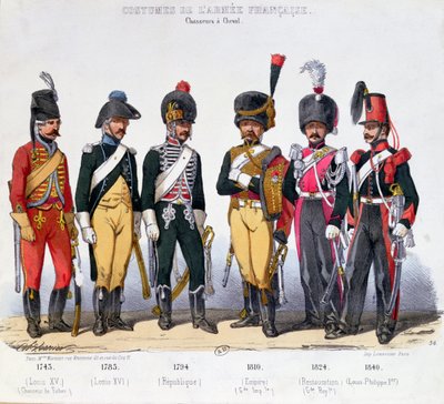 Kostuums van Franse Cavaleristen van 1743 tot 1840 door Charles Vernier