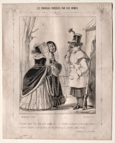 De Fransen gekarakteriseerd door zichzelf: Vicomte, u bent erg lelijk zo! Respect voor de soldaat burger, dames... Burger, soldaat, het een staat u niet beter dan het ander, mijn beste! door Charles Vernier