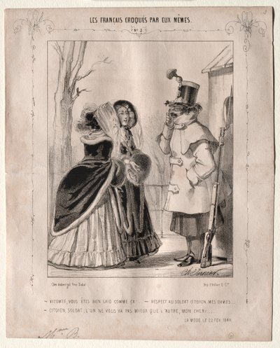 Les Français croqués par eux-mêmes: Vicomte, vous êtes bien laid comme ça!..., 1840 door Charles Vernier