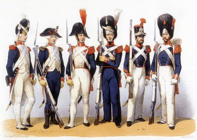 Uniformen van het Franse leger, Nationale Garde (Infanterie) 18-19e eeuw, gravure door Charles Vernier door Charles Vernier