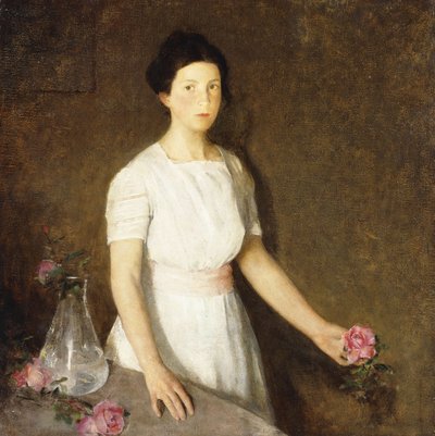 Meisje met rode roos door Charles Webster Hawthorne