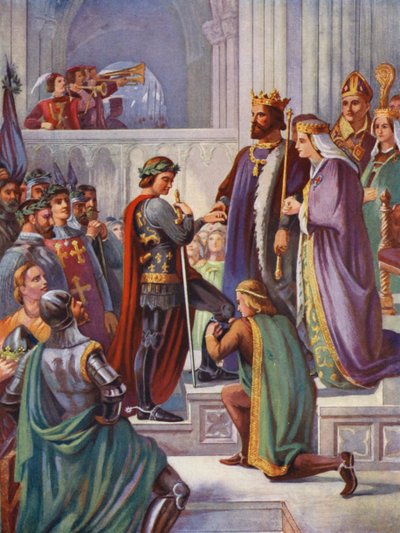 De Investituur van Edward de Zwarte Prins als Ridder van de Kousenband door Charles West (after) Cope