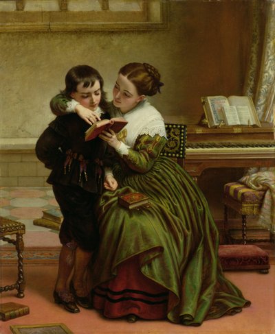 George Herbert en Zijn Moeder door Charles West Cope