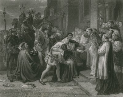 Wolsey in Leicester Abbey, Hendrik VIII door Charles West Cope