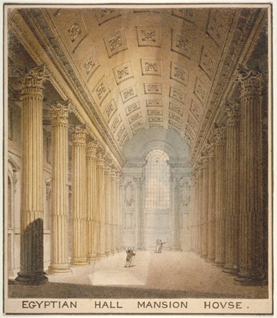 Interieur van de Egyptische Hal, Mansion House, City of London, 1820 door Charles Wild