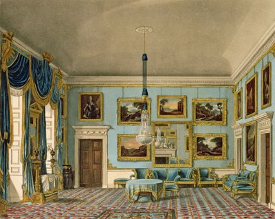 De Blauwe Fluwelen Kamer in Buckingham House, gegraveerd door Daniel Havell door Charles Wild