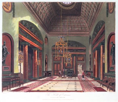 De ingangshal, Carlton House, gegraveerd door R. Reeve, uitgegeven 1819 door Charles Wild