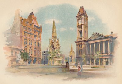 Chamberlain Square, Birmingham. Met de High School for Girls, ca. 1890 door Charles Wilkinson