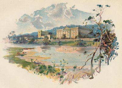 Chatsworth vanaf de Derwent, c1890 door Charles Wilkinson