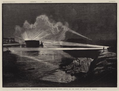 De marineoperaties bij Milford Haven, de beslissende slag in de nacht van 17 augustus door Charles William Wyllie