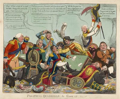 Politieke Quadrille -- het Spel Voorbij, uitgegeven 1806 door Charles Williams