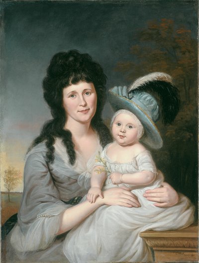 Mevrouw John Nicholson (Hannah Duncan) en John Nicholson, Jr. door Charles Willson Peale