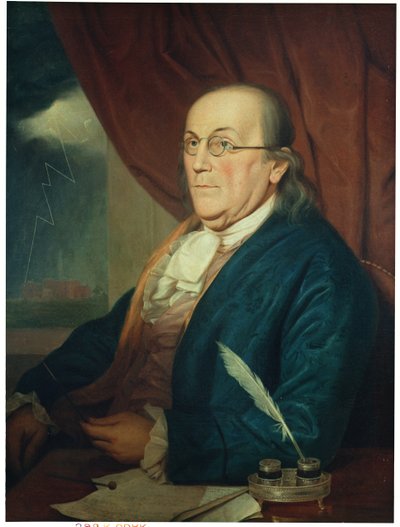 Portret van Benjamin Franklin door Charles Willson Peale