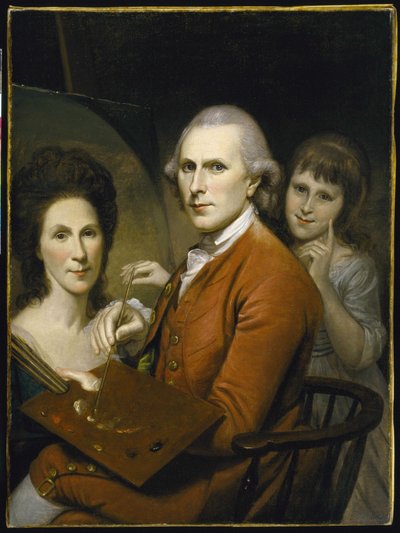Zelfportret met Angelica en portret van Rachel door Charles Willson Peale