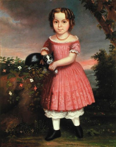 Portret van een kind dat een kat aait door Charles Winter