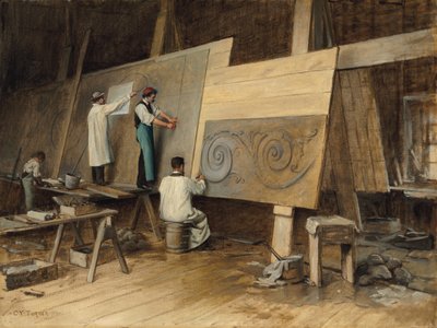Kunstenaar die ontwerpen uitvoert voor de Wereldtentoonstelling, Chicago, 1893, 1894 door Charles Yardley Turner
