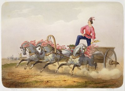Koetsraces, gegraveerd door Yves Grenier door Charles de Hampeln