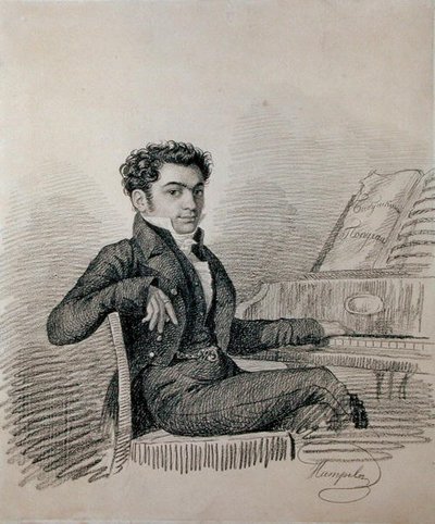 Portret van de componist Alexei N. Verstovsky (1799-1862) door Charles de Hampeln