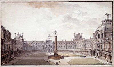 Architectuur: project om de Salon Carré du Louvre te herontwerpen. Tekening in inkt en pen door architect Charles de Wailly door Charles de Wailly