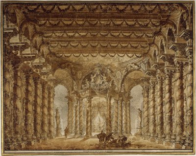 Toneelontwerp voor de opera Armide van Jean-Baptiste Lully, 1760 door Charles de Wailly