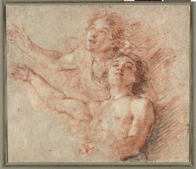 Twee engelen in de lucht door Charles de la Fosse