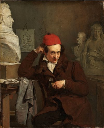 Portret van Louis Royer (1793-1868). Beeldhouwer door Charles van Beveren